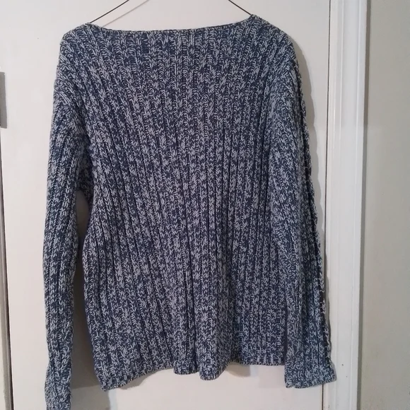 Blue sweater with brown cord detail - Picture 2 of 5